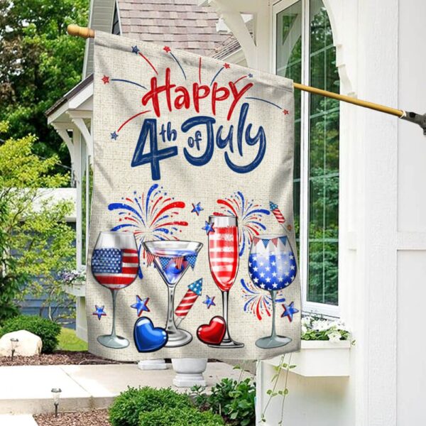 Patriotic 4th of July Wine Tumbler - Red, White & Blue Flag Design - Image 3