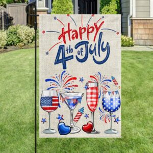Patriotic 4th of July Wine Tumbler - Red, White & Blue Flag Design