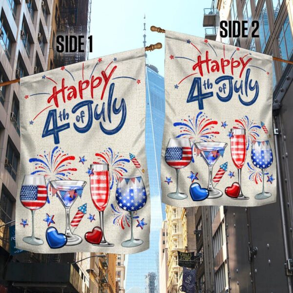 Patriotic 4th of July Wine Tumbler - Red, White & Blue Flag Design - Image 4