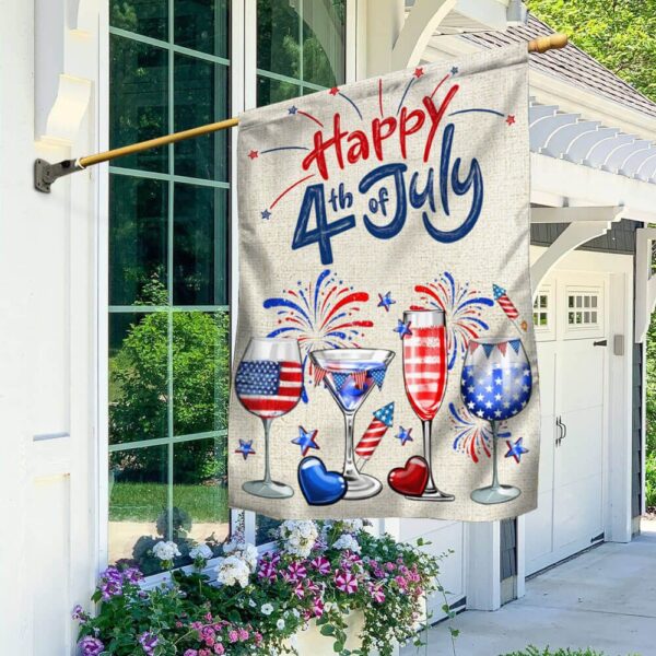 Patriotic 4th of July Wine Tumbler - Red, White & Blue Flag Design - Image 2