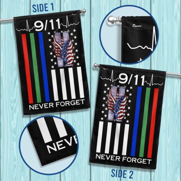 9/11 Patriot Day Flag: Thin Blue Line, Firefighter, Military Support - Image 2
