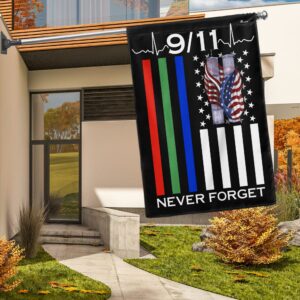 9/11 Patriot Day Flag: Thin Blue Line, Firefighter, Military Support
