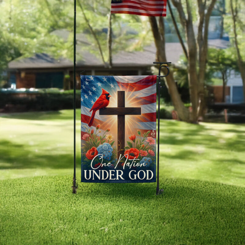 Cardinal Christian Cross American Flag One Nation Under God Flag