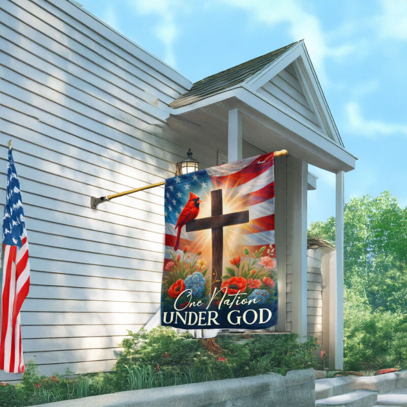 Cardinal Christian Cross American Flag One Nation Under God Flag