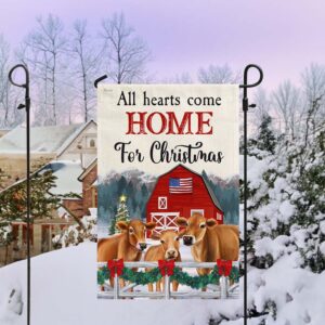 Cow Christmas Flag: All Hearts Come Home for Christmas
