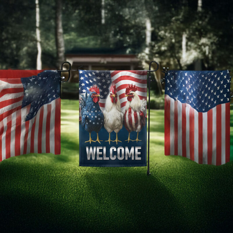 Patriotic Chicken 4th of July Flag
