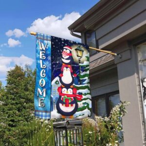 Penguin Christmas Welcome Flag: Festive Holiday Decor