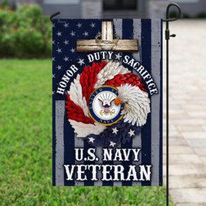 Patriotic American Eagle Wreath & Navy Veteran Garden Flag