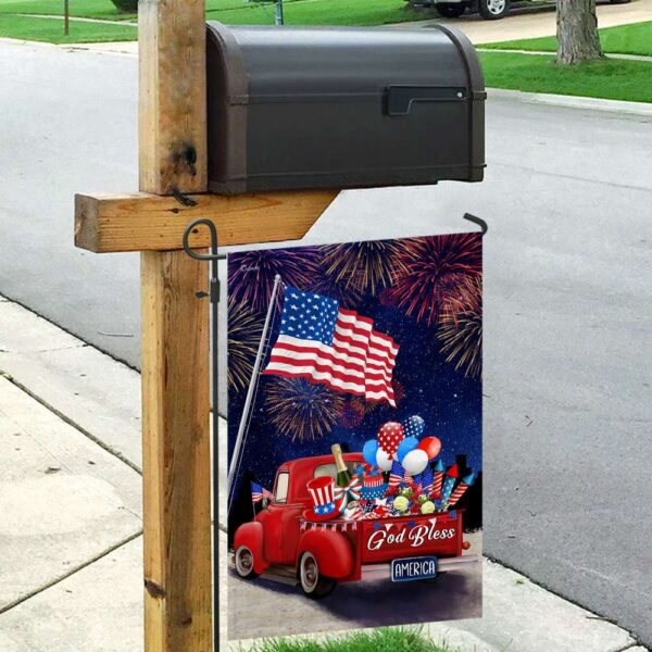 American Red Truck 4th of July Flag - Patriotic Truck Decor TLP12F - Image 9