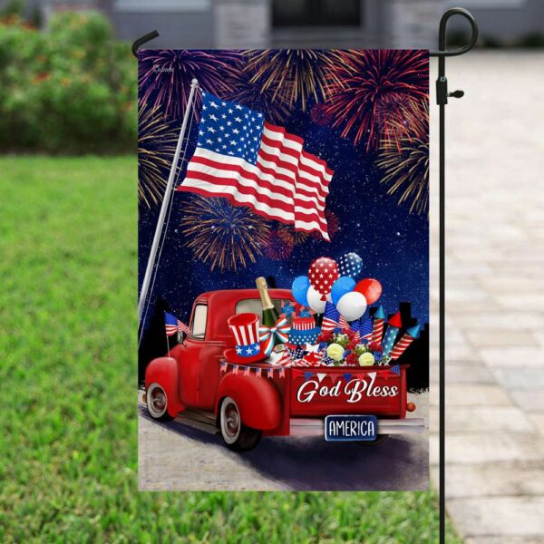 American Red Truck 4th of July Flag - Patriotic Truck Decor TLP12F - Image 6