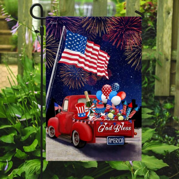 American Red Truck 4th of July Flag - Patriotic Truck Decor TLP12F - Image 7