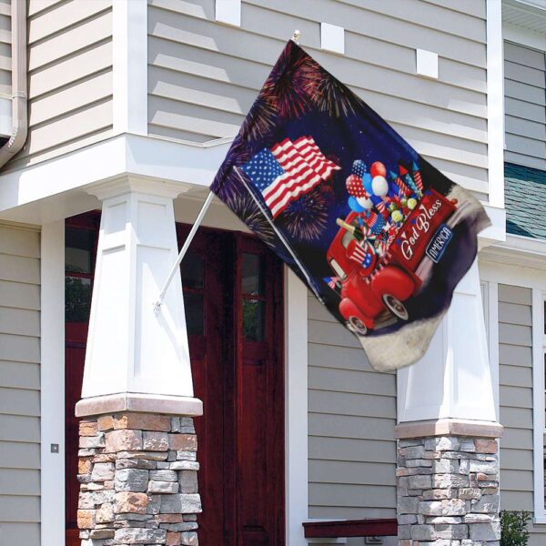American Red Truck 4th of July Flag - Patriotic Truck Decor TLP12F - Image 4