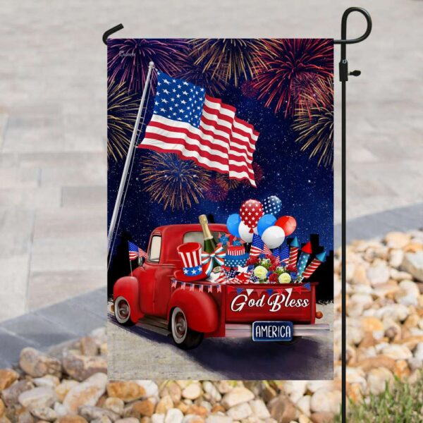 American Red Truck 4th of July Flag - Patriotic Truck Decor TLP12F - Image 8