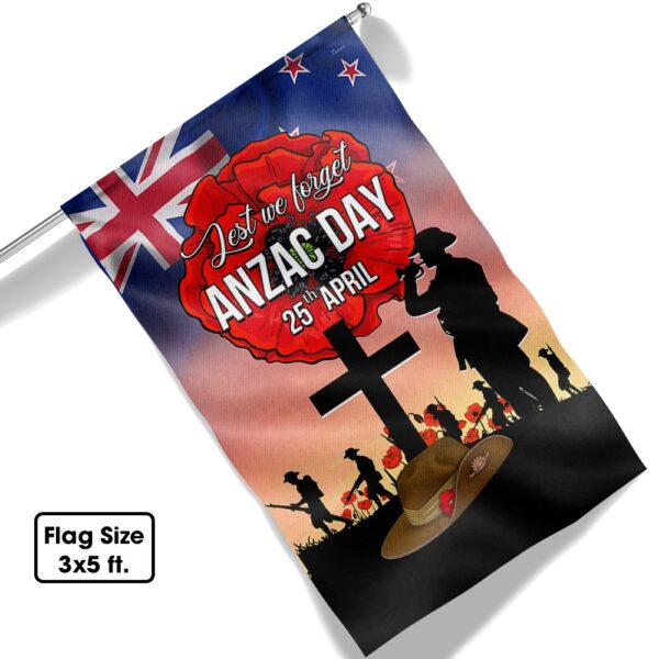 ANZAC Day Flag NZ: Lest We Forget (25th April) - TQN1033F - Image 6