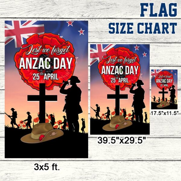 ANZAC Day Flag NZ: Lest We Forget (25th April) - TQN1033F - Image 7