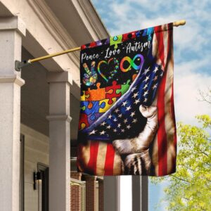 Autism Awareness Flag: Peace, Love, Autism (THN2093F)