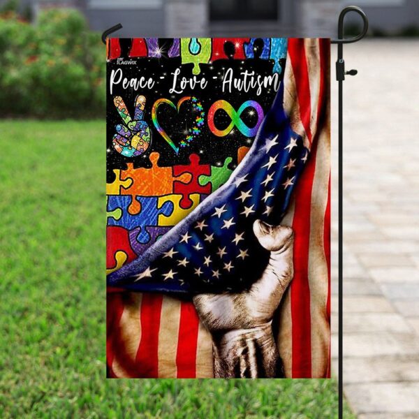 Autism Awareness Flag: Peace, Love, Autism (THN2093F) - Image 6