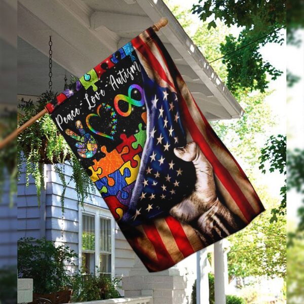 Autism Awareness Flag: Peace, Love, Autism (THN2093F) - Image 3