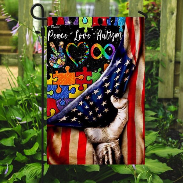Autism Awareness Flag: Peace, Love, Autism (THN2093F) - Image 7