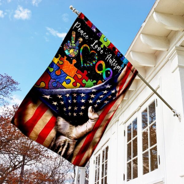 Autism Awareness Flag: Peace, Love, Autism (THN2093F) - Image 2