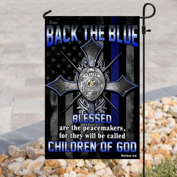 Back the Blue Police Officer US Flag T-Shirt - THB2211F - Image 8