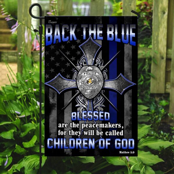 Back the Blue Police Officer US Flag T-Shirt - THB2211F - Image 7