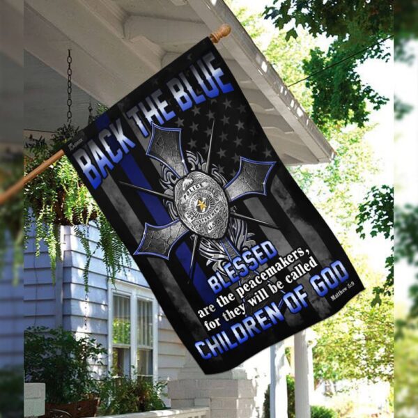 Back the Blue Police Officer US Flag T-Shirt - THB2211F - Image 3