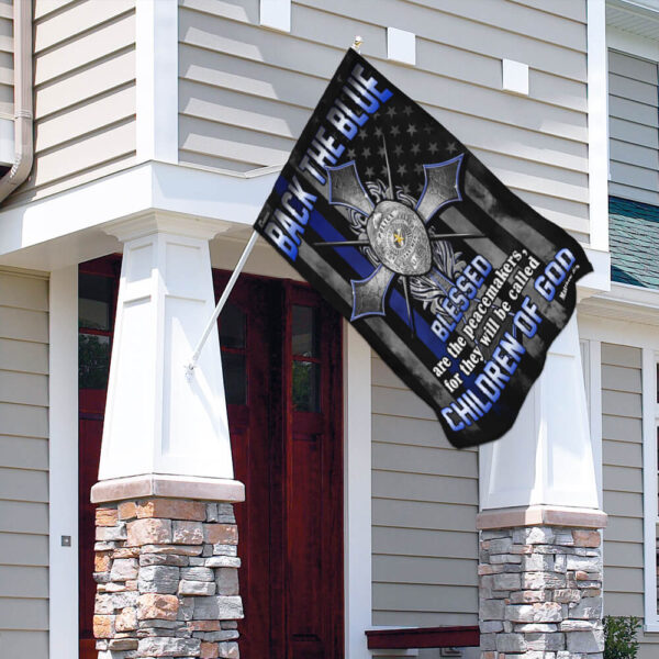 Back the Blue Police Officer US Flag T-Shirt - THB2211F - Image 4