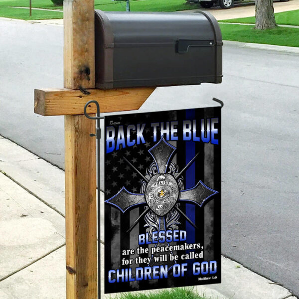 Back the Blue Police Officer US Flag T-Shirt - THB2211F - Image 9