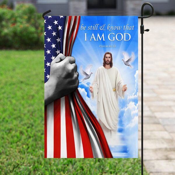 Be Still & Know God: Jesus US Flag Christian Decor - Image 6