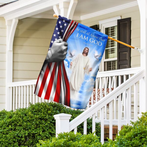Be Still & Know God: Jesus US Flag Christian Decor - Image 2