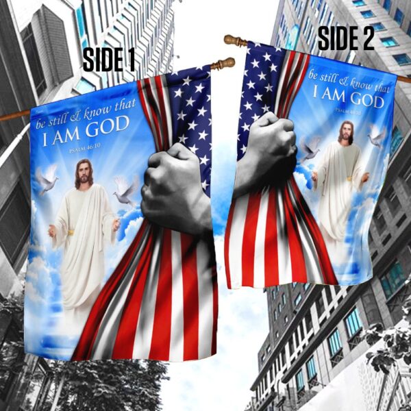 Be Still & Know God: Jesus US Flag Christian Decor - Image 3