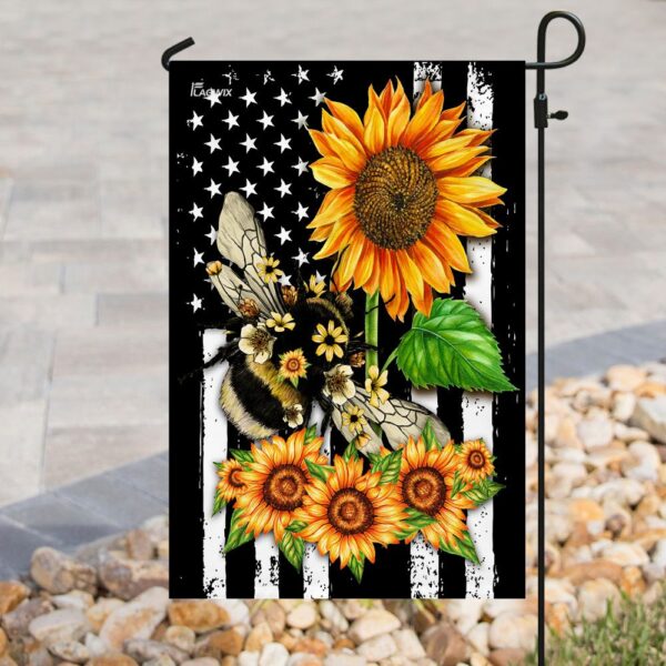 Patriotic Bee Sunflower American Flag Decor - Image 8