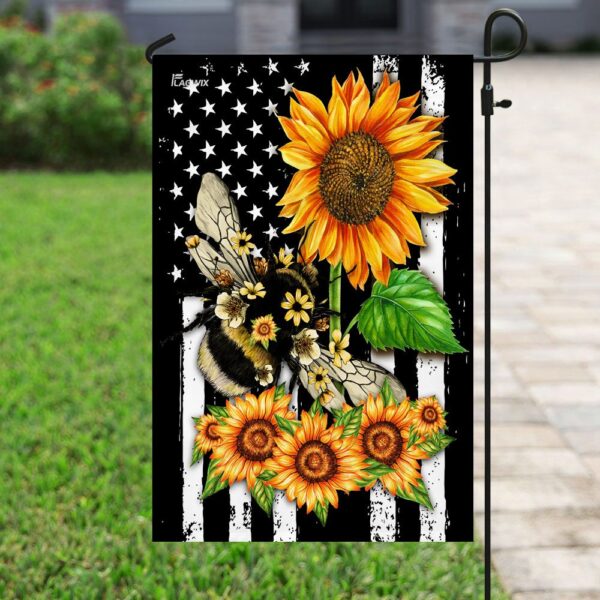 Patriotic Bee Sunflower American Flag Decor - Image 6