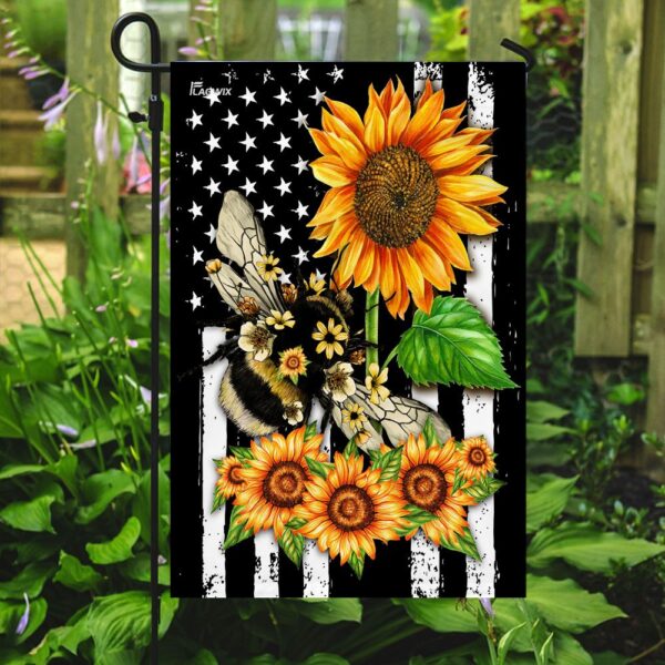 Patriotic Bee Sunflower American Flag Decor - Image 7