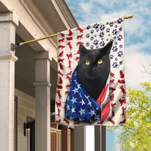 Black Cat American Flag DDH1618F: Patriotic Cat Decor
