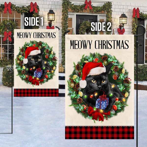 Black Cat Christmas Flag: Meowy Christmas Decor TQN776F - Image 5