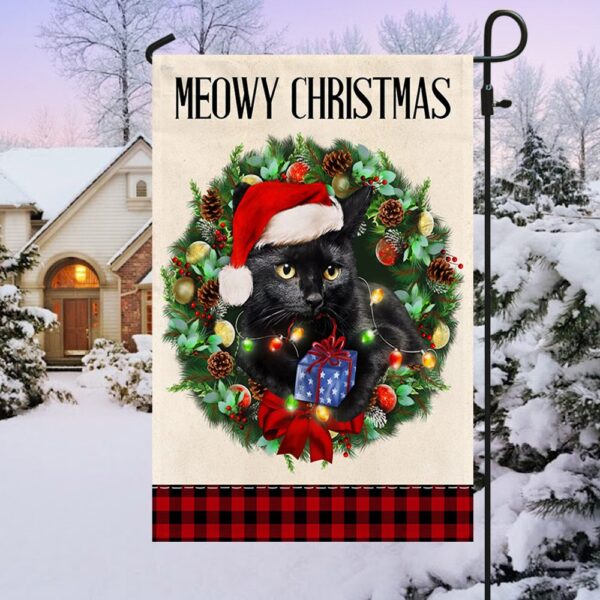 Black Cat Christmas Flag: Meowy Christmas Decor TQN776F - Image 3