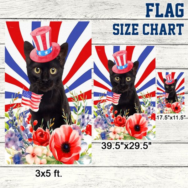 Black Cat 4th of July Flag: Patriotic Floral Design TQN1302F - Image 7