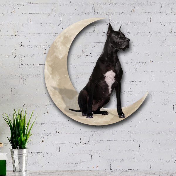 Black Great Dane Moon Metal Sign - Wall Decor - Image 2