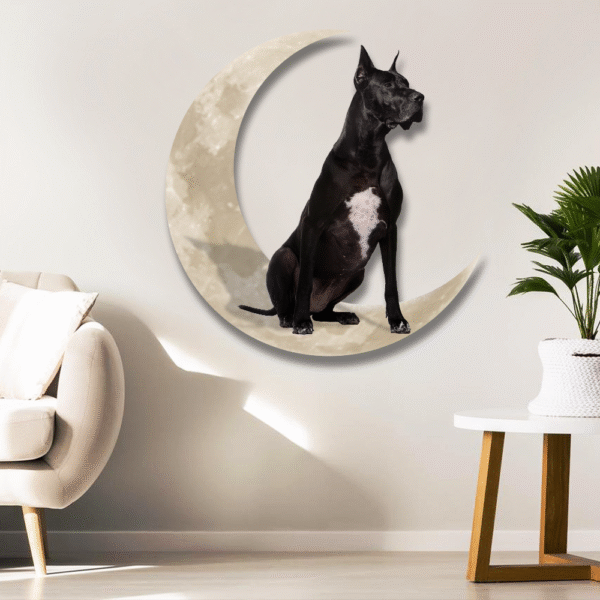 Black Great Dane Moon Metal Sign - Wall Decor - Image 3