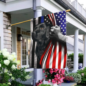 Black Lab Thin Blue Line American Flag