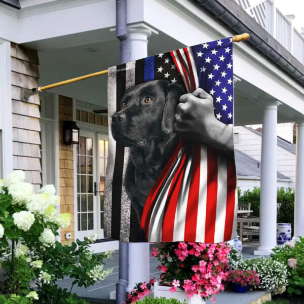 Black Lab Thin Blue Line American Flag