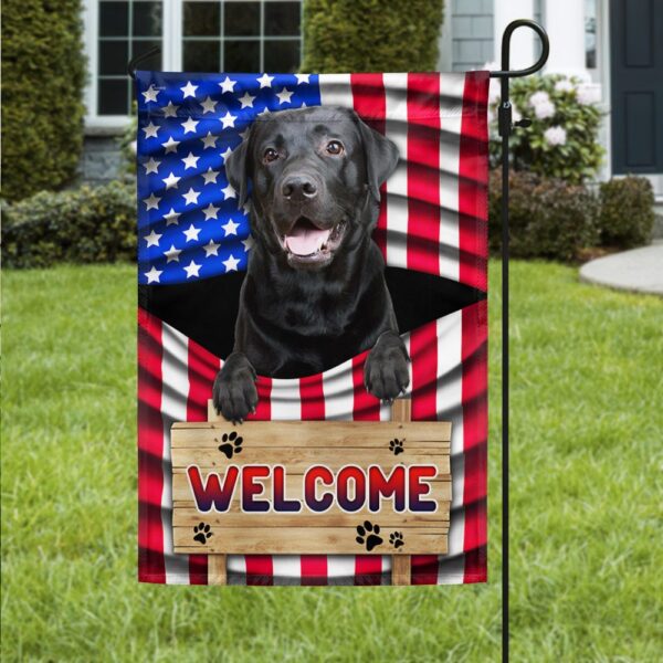 Patriotic Black Lab Dog Welcome Mat - American Flag Decor - Image 3
