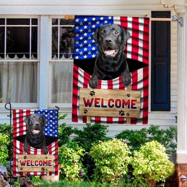 Patriotic Black Lab Dog Welcome Mat - American Flag Decor - Image 4
