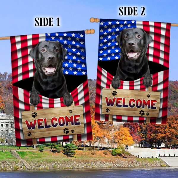 Patriotic Black Lab Dog Welcome Mat - American Flag Decor - Image 2