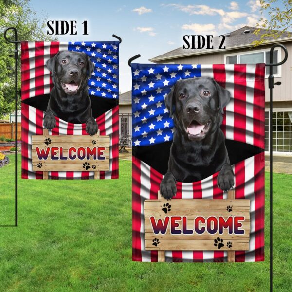 Patriotic Black Lab Dog Welcome Mat - American Flag Decor - Image 5