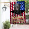 Patriotic Black Lab Dog Welcome Mat - American Flag Decor