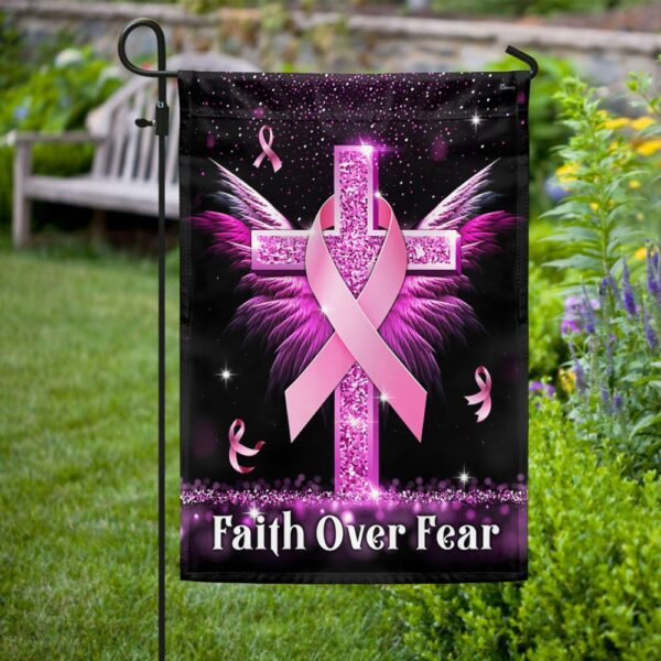 Faith Over Fear: Breast Cancer Awareness Cross Flag (TQN830F) - Image 3