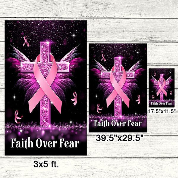 Faith Over Fear: Breast Cancer Awareness Cross Flag (TQN830F) - Image 7